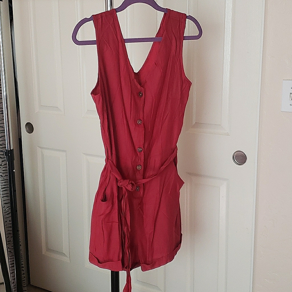 Button up Front tie knot short jumpsuit romper